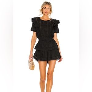 Loveshackfancy Natasha Flounce Tiered Dress black mini dress LSF
